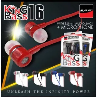 Headset Hansfree Army KingBass Earphone Handsfree Army King Bass Original