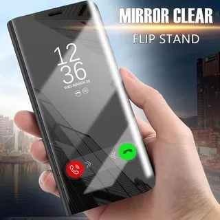 Casing iPhone 6 6S 7 8 Plus Phone Case Mirror Bumper Flip Leather Bracket holder Hard Case Cover