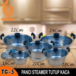 Panci Stamer Kukus High Pots Panci Set 5 Pcs + Steamer Kingko Homelux Happy TG-3 - INTERESTING DKEORATION