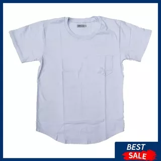 Menstyle.id Basic Pocket Longline T-Shirt White - Kaos Polos Saku Original Cotton Combed