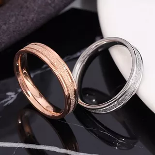 European and American fashion simple titanium steel internal sand ring female cold wind net red personality lovers tide ring
