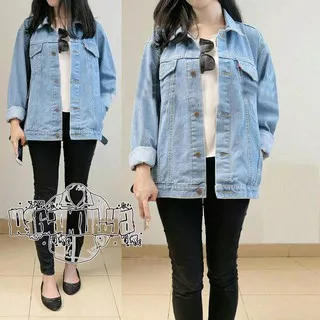 Jaket Jeans Denim CEWEK BIRU MUDA OVERSIZE /jaket jeans WANITA BIOBLITZ OVERSIZE M - XXXL Premium