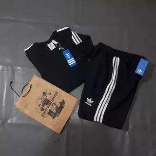 KAOS TSHIRT ADIDAS OVERSIZE & SHORT PANTS ADIDAS LOGO FULL TEG