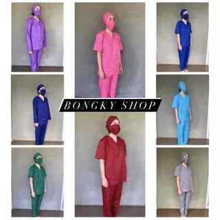 Baju Seragam OKA Set / Setelan Baju OK / Baju Jaga / Baju Perawat Medis Lengan Pendek Unisex S-XXL