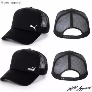 TOPI TRUCKER PUMA LOGO HITAM SIMPLE