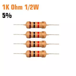 Resistor 1K Ohm 1 K 1/2W Carbon Film 1/2 Watt 0.5W 0.5 0,5 W - 1K