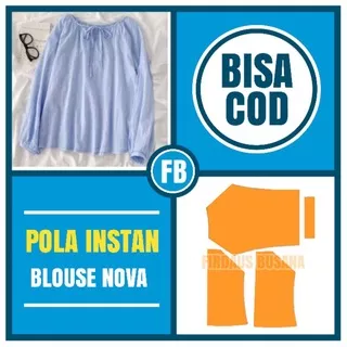 Pola Baju Instan Blouse Nova Dress Wanita Dewasa Tersedia XS sampai 3XL Tinggal Jiplak Cocok Untuk Latihan Jahit Bagi Pemula Firdaus Busana