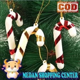 MSC Tongkat Dekorasi Permen Natal Christmas Candy Cane Pendant Festival Party Hanging Xmas Tree Decoration Supplies