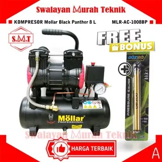 Kompresor angin Mollar Black Panther 1008BP 0,75HP Oiless air compressor 8Liter Silent