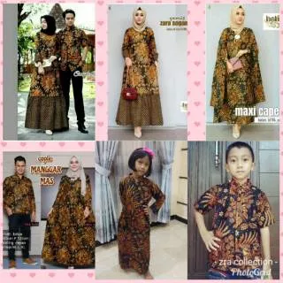 Family set manggar mas,hem&kemeja ayah,gamis ibu,hem anak,gamis anak,maxi cape ibu batik Pekalongan