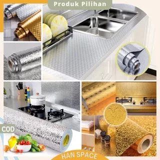 Wallpaper Aluminium Foil Anti Minyak Tahan Panas Waterproof Wallpaper Stiker Dinding Walpaper Meja Wallpaper Dapur Stiker Dinding