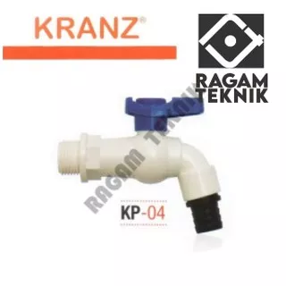 Kranz Kran Plastik KP 04 3/4 Inch Keran Air Tembok Taman PVC Selang Biru Drat