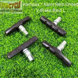 Kampas karet rem sepeda v-brake united mtb/minion/seli baut L (Satuan)