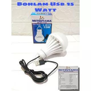 Lampu LED Emergency 15 watt Mitsuyama / Lampu Bohlam LED Kabel USB 1,5