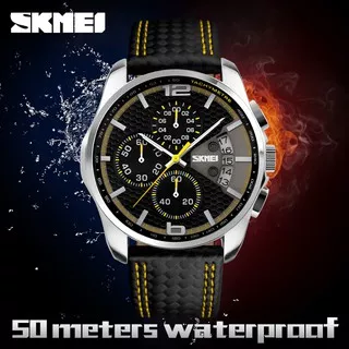 Jam tangan pria analog Skmei 9106 Yellow Water resistant 30m