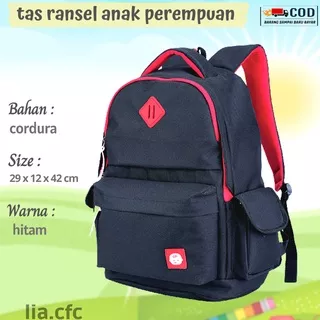 Tas Ransel Sekolah SD SMP SMA Backpack Anak Perempuan Raincover Cover Bag Hitam CST274TS Catenzo Jr