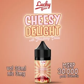 Liquid Lucky Juice Cheesy Delight With Strawberry Cream 30ML 3MG Premium Bercukai Original Authentic