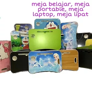 Meja Anak Warna Meja Belajar Anak Lipat Laptop  Portable Daring  Hellokity Doraemon Frozen Princes