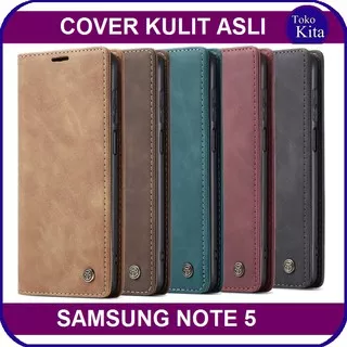 Samsung Galaxy Note 5 Original Leather Case Flip Cover Book Casing Flipcase Flipcover Kulit Asli