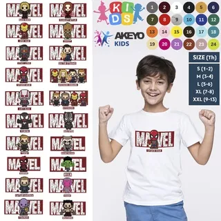 Akeyo Kids T-shirt 1-10 Tahun Unisex Kaos Marvel Avengers Edition Series | Cotton Combed 30S Lengan Pendek | Superhero Baju Anak Laki Perempuan Tumblr Tee Short Sleeve Allsize Oversize Bigsize Viral Cartoon