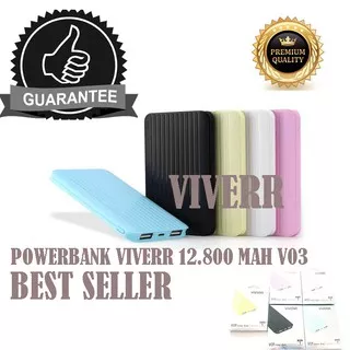 Powerbank Viverr V03 slim Powerbank 12800mAh 2 Output garansi 1 tahun