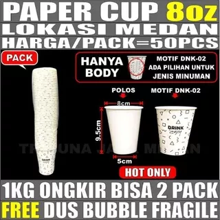Paper Cup 8oz Trifinity 50pcs Gelas Kertas Kopi Murah Tahan Panas 240ml Medan