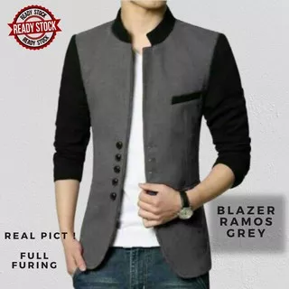 [ Edison ] Blazer RAMOS Grey  - Blazer Jas Slimfit Pria Abu Casual Santai Pesta Terbaru