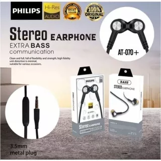 HEADSET HANDSFREE PHILIPS AT-070 EXTRA BASS ORIGINAL STEREO EARPHONE AT070