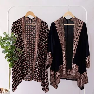 ATASAN BATIK HITAM MODERN WANITA OUTER BATIK CARDIGAN BATIK KONDANGAN BATIK VISCOSE BATIK DOBY