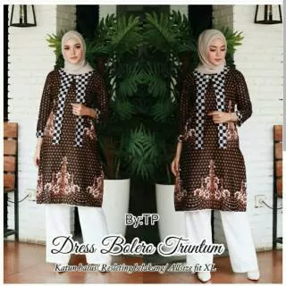 Dress Bolero Truntum batik lengan panjang modern cantik elegan murah