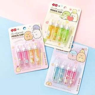 4 Pcs/pack San-X SUMIKKO GURASHI Animal Cartoon Pencil Caps Protection Cap Pencil Extender Pen Grip School office supplies Kids Stationery gift