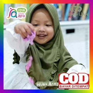 Hijab Instan Anak Perempuan Sekolah Tk Sd 2 Tahun Bahan Kaos Adem Premium Warna Hijau Army Jilbab Afra Little Khodijah