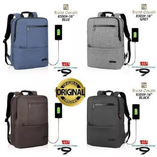 Ransel Laptop Classic Kerja Kantor Original Bruno Cavalli Tas Punggung Pria USB Multifungsi Impor