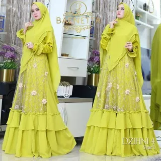 DZIHNI by Baenetta Gamis Set Khimar Syari Gaun Pesta Mewah Elegant Brokat Tile BUSUI ORIGINAL Brand