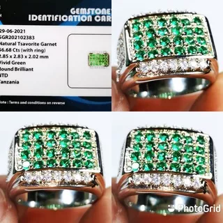 Natural Batu Cincin Permata Green Tsavorite Garnet 24 Stample Full Tabur Sri Lanka + Memo SGR Lab