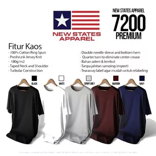 KAOS POLOS NSA Premium 7200 / KAOS POLOS / KAOS NSA / New States Apparel Setara Cotton Combed 24s