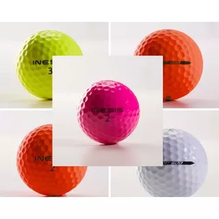 INESIS Soft 500 Golf Ball - Satu Box Isi 12 Bola - Bola Golf - Pink/Matte Orange/Orange/Yellow/White