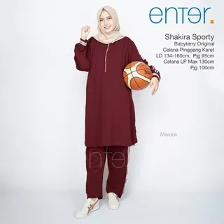 Set olahraga/sporty hijab muslim SUPER JUMBO ld 130-160cm bhn babytery