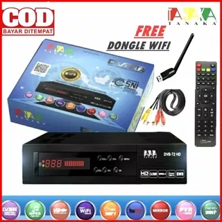 SET TOP BOX DVB T2 TV DIGITAL TANAKA TERBARU GARANSI 1TH + DONGLE WIFI SATU PAKET