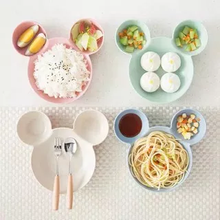 PIRING MAKAN KARAKTER MICKEY MINNIE BAHAN GANDUM ALAMI BUKAN MELAMIN [LUXURYOLSHOP]