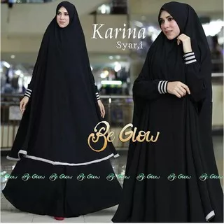 Gamis Syari Set Khimar Nesya Sari Modern Pakaian Wanita Musl ZY915 [Karina Syarii Black Ni] Jersey