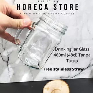 Drinking Jar Glass 480mL - Gelas Drinking Jar Jus - Gelas Es Kopi Teh