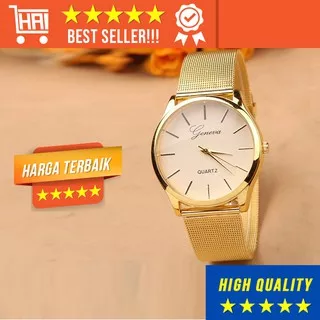 JAM TANGAN WANITA ANALOG GOLDEN MEWAH GOLD WATCHES JAMTANGAN EMAS PEREMPUAN CEWE CEWEK ANTI AIR JAM