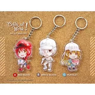 Gantungan Kunci Cells at Work - Keychain Anime Manga Hataraku Saibou - Red White Blood Platelet