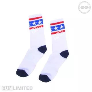 Kaos kaki skate white stripes blue with people red blue