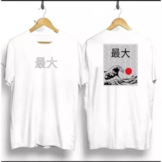 kaos distro lengan pendek motif Desain Jepang // Kaos Peria Keren // kaos Motif samurai Ombak Jepang // kaos Peria Keren