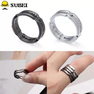 SUBEI Female Male Lover Couple Vintage Promise Bladed Ring Biker Rock Stainless Steel Jewelry Adjustable Hip Hop Punk/Multicolor