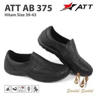 Sepatu Pantofel Karet ATT AB 375 Hitam Fashion Karet Lokal Nyaman Ringan Anti Slip Casual Formal