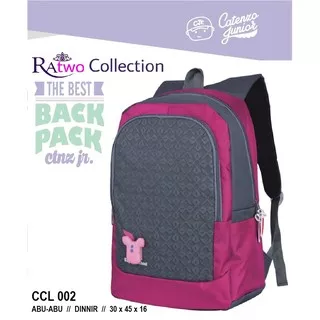 Tas Ransel Laptop Anak Perempuan Backpack Sekolah SD SMP Remaja Cewek Abu Pink Simple CJR