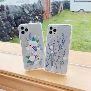 Soft Transparent Shockproof Printed Phone Case for iPhone 13 11 12 Pro XR X XS Max 6 6S 7 8 Plus SE 2020 Motif White Yellow Flower and Purple Glass